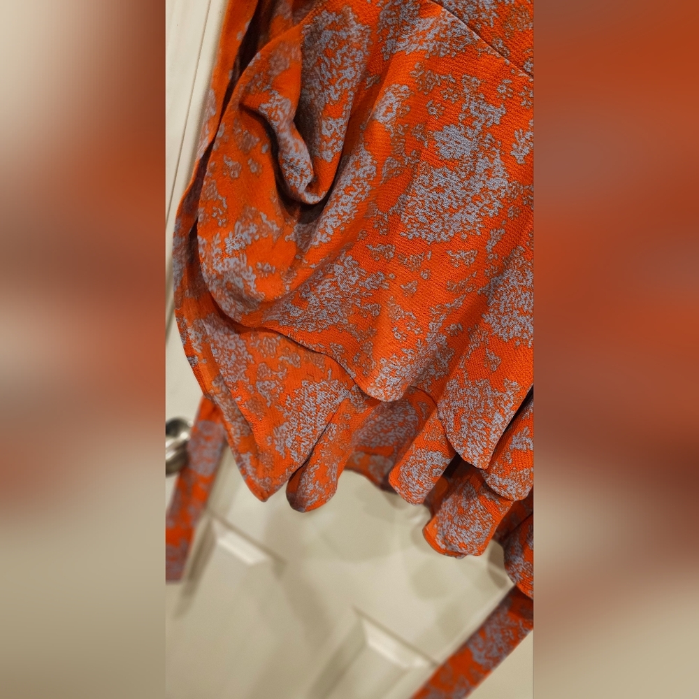 142 - Floral Patterned Orange Romper - image 8